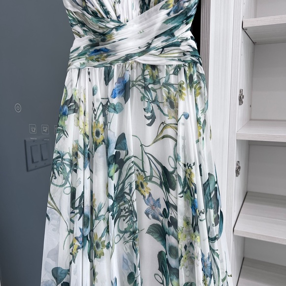 Worn Once Mac Duggal Floral Chiffon Lace Up Gown - Picture 7 of 10